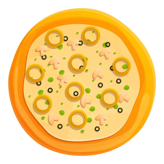 Icono de pizza de champiñones Caricatura de icono de vector de pizza de champiñones para diseño web aislado sobre fondo blanco