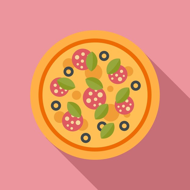 Vector icono de pizza fresca redonda ilustración plana de icono de vector de pizza fresca redonda para diseño web