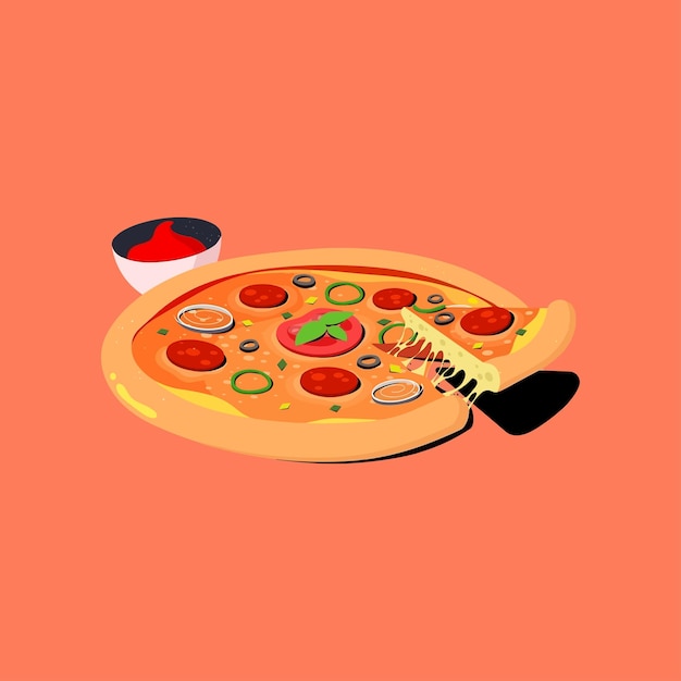 Icono de pizza o diseño de logo o vector