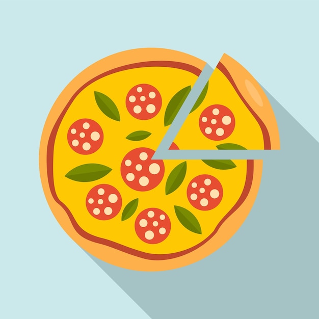 Icono de pizza de salchicha de rebanada Ilustración plana de icono de vector de pizza de salchicha de rebanada para diseño web