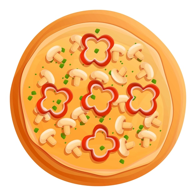 Icono de pizza vegetariana de champiñones Caricatura de icono de vector de pizza vegetariana de champiñones para diseño web aislado sobre fondo blanco