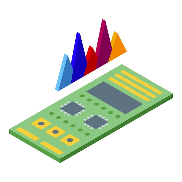 Icono de placa base Bitcoin Isométrico de icono de vector de placa base Bitcoin para diseño web aislado sobre fondo blanco