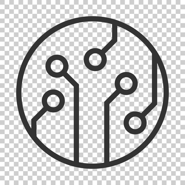 Icono de placa de circuitos en estilo plano Ilustración vectorial de microchips tecnológicos en un fondo aislado Concepto de negocio de la placa base del procesador