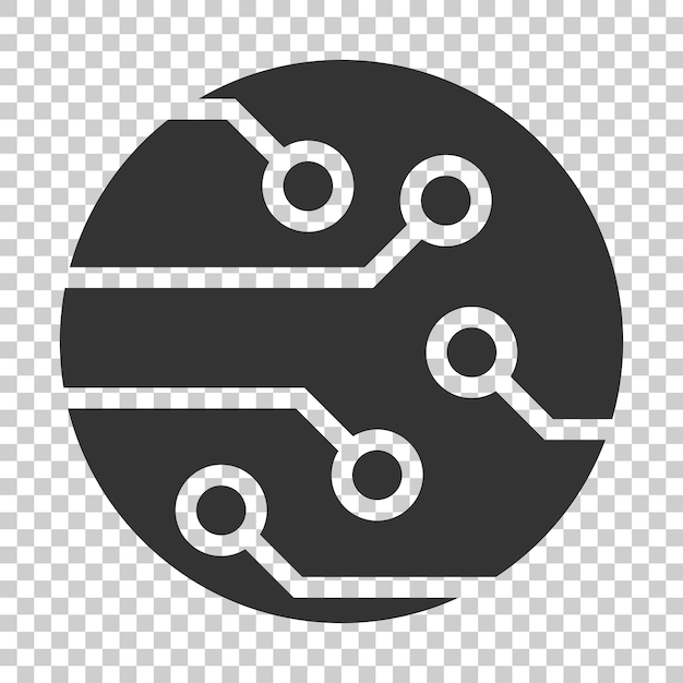 Icono de placa de circuitos en estilo plano Ilustración vectorial de microchips tecnológicos en un fondo aislado Concepto de negocio de la placa base del procesador