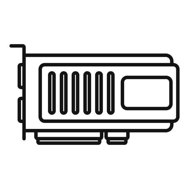 Icono de placa gpu vector de contorno Tarjeta de computadora Ventilador de chip