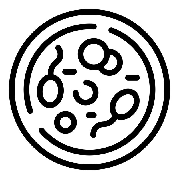 Icono de placa de Petri de laboratorio Icono de vector de placa de Petri de laboratorio de esquema para diseño web aislado sobre fondo blanco