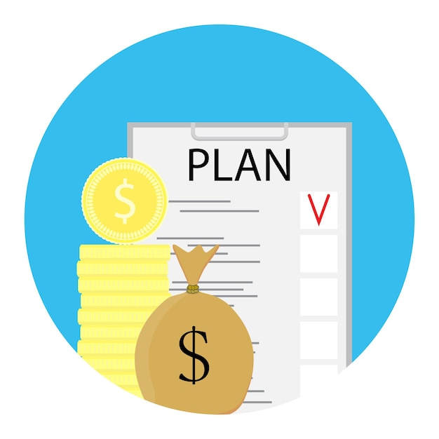 Vector icono de plan de finanzas