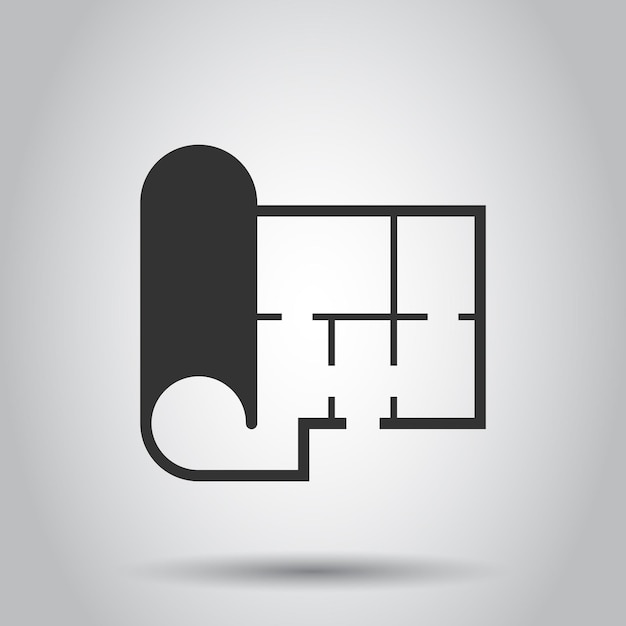 Icono de plan de habitación en estilo plano Ilustración de vector de plano sobre fondo blanco aislado Concepto de negocio de proyecto de casa