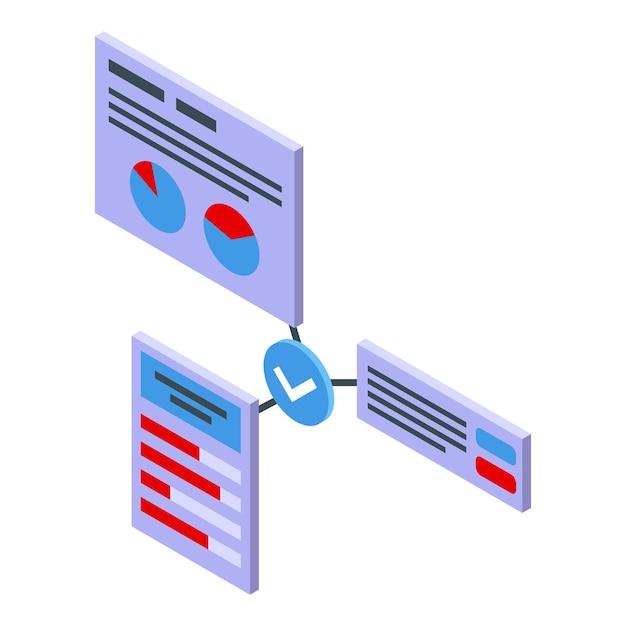 Icono de plan de negocios vector isométrico Datos digitales Pensar social