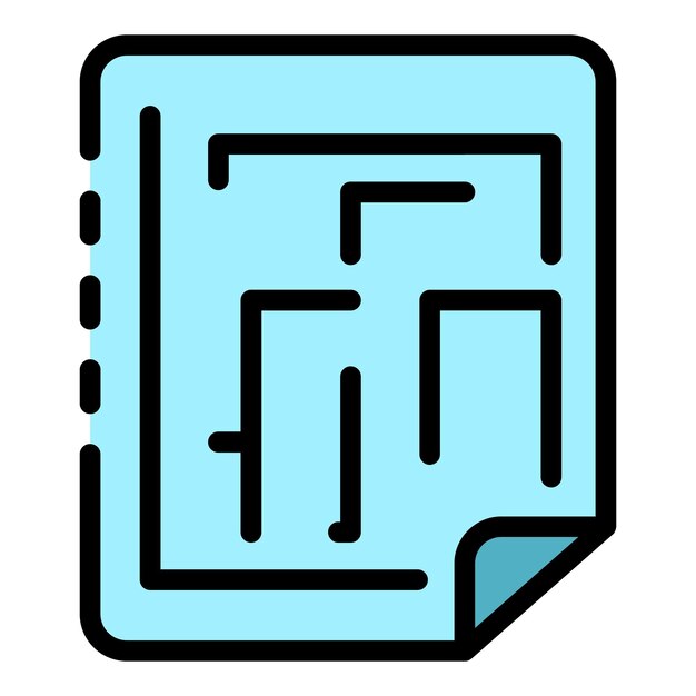 Icono del plan de papel de reconstrucción Esbozo del plan de paper de reconstrucción Icono vectorial de color plano aislado