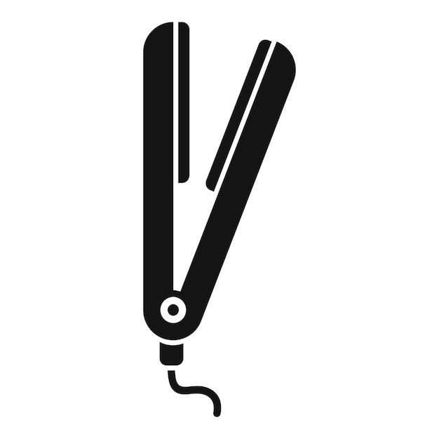 El icono de la plancha de cabello que representa la herramienta de peluquería para el salón de belleza
