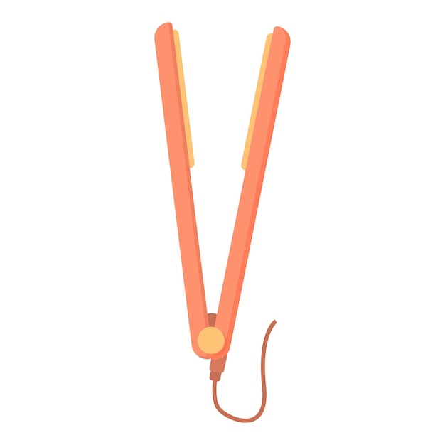 Icono de plancha de pelo naranja vector de dibujos animados Belleza de moda Dispositivo cerámico