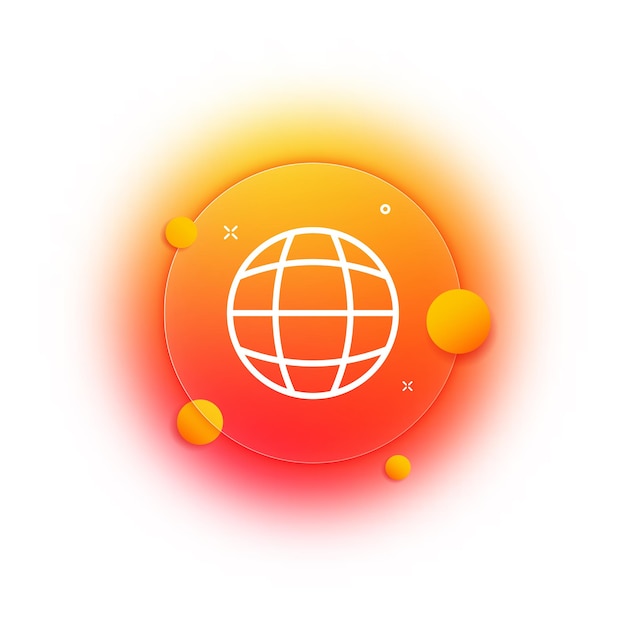 Icono de planeta acceso a internet botón de desenfoque degradado con morfismo de vidrio diseño de vidrio transparente