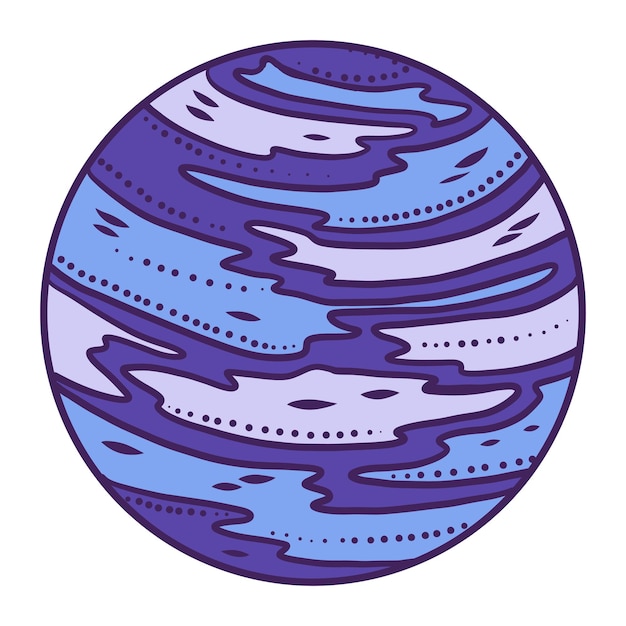 Icono de planeta azul Ilustración dibujada a mano del icono de vector de planeta azul para diseño web