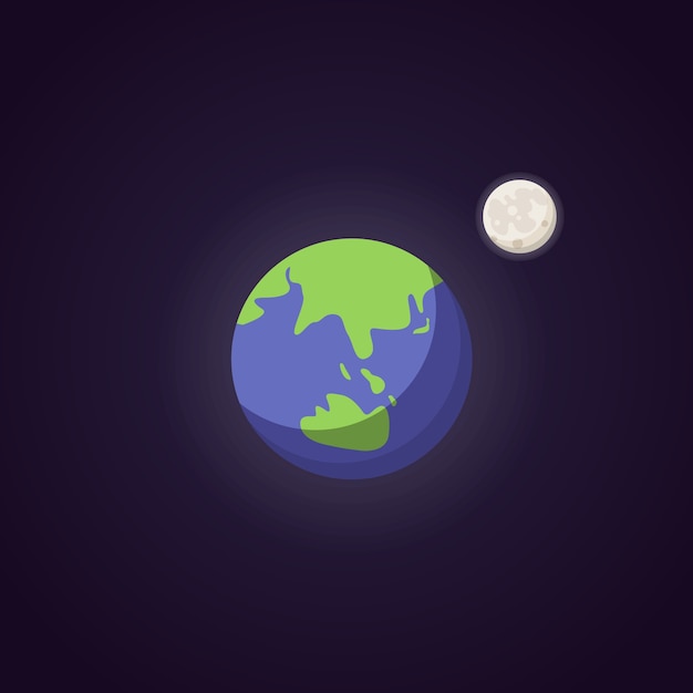 Icono de planeta azul lindo de la tierra. espacio de ilustración de dibujos animados.