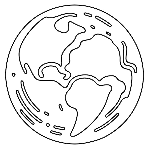 icono del planeta ecológico de la tierra doodle círculo negro del globo día mundial del medio ambiente