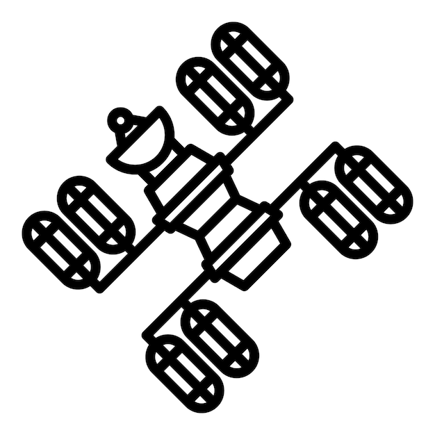 Icono de planeta de la estación espacial Icono vectorial de planeta de una estación espacial para el diseño web aislado sobre un fondo blanco