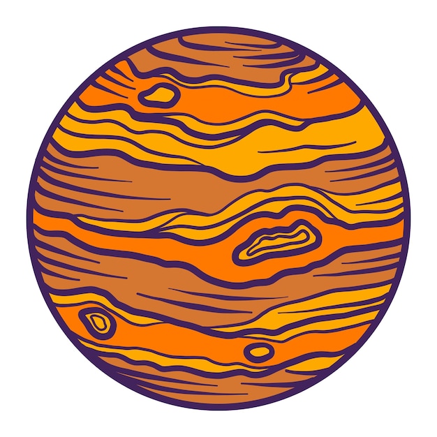Icono del planeta Júpiter Ilustración dibujada a mano del icono del vector del planeta Júpiter para el diseño web