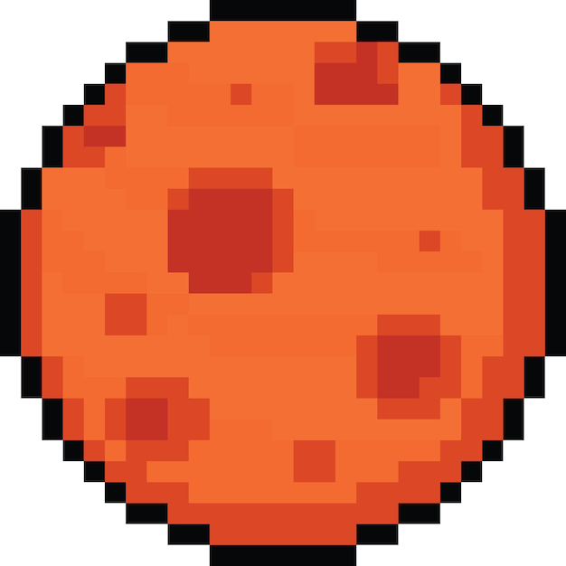 El icono del planeta Marte en el arte de píxeles
