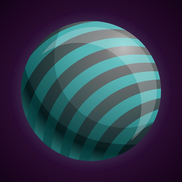 Icono de planeta de rayas cósmicas Caricatura de icono de vector de planeta de rayas cósmicas para diseño web aislado