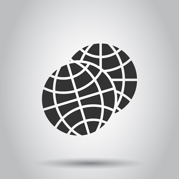 Icono del planeta Tierra en estilo plano Ilustración de vector geográfico globo sobre fondo blanco aislado Concepto de negocio de comunicación global
