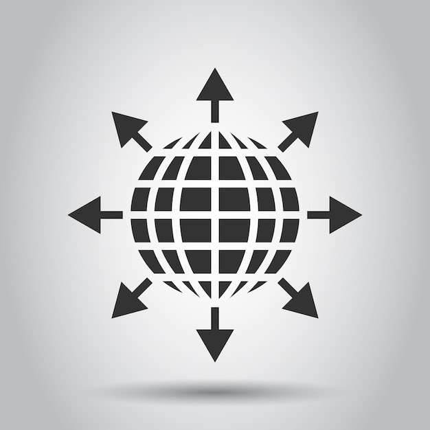 Icono del planeta Tierra en estilo plano Ilustración de vector geográfico globo sobre fondo blanco aislado Concepto de negocio de comunicación global