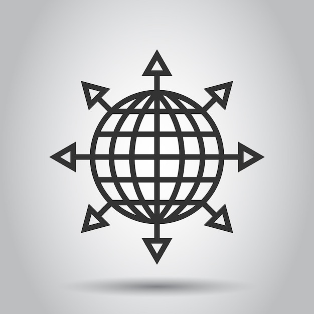 Icono del planeta Tierra en estilo plano Ilustración de vector geográfico globo sobre fondo blanco aislado Concepto de negocio de comunicación global