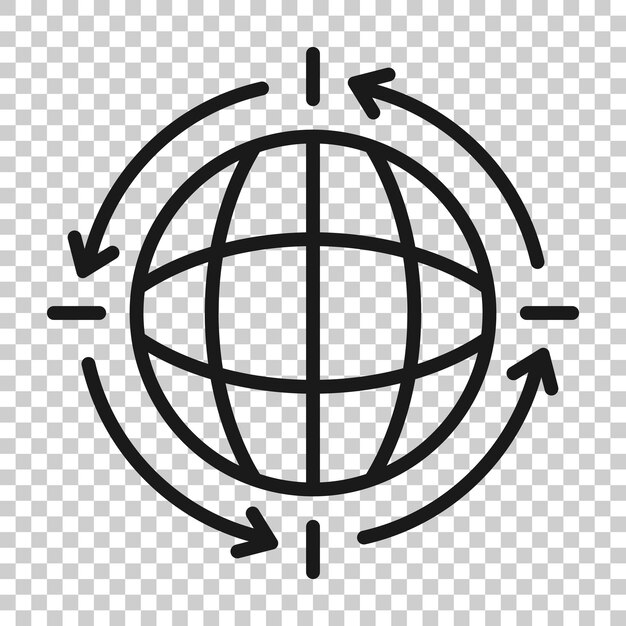 Vector icono del planeta tierra en estilo plano ilustración vectorial geográfica del globo en un fondo blanco aislado concepto de negocio de comunicación global