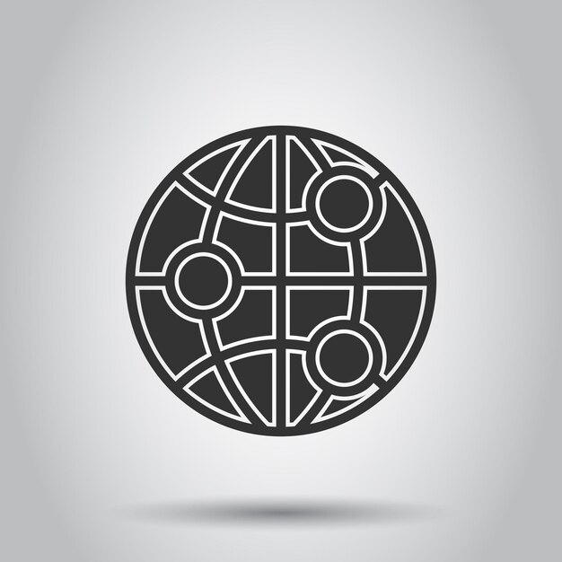Icono del planeta Tierra en estilo plano Ilustración vectorial geográfica del globo en fondo blanco Concepto de negocio de comunicación global