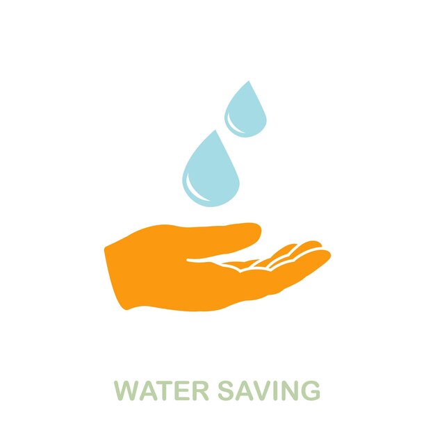 Icono plano de ahorro de agua Signo de elemento de color de la colección de energía limpia Signo de icono plano de ahorro de agua para infografías de diseño web y más