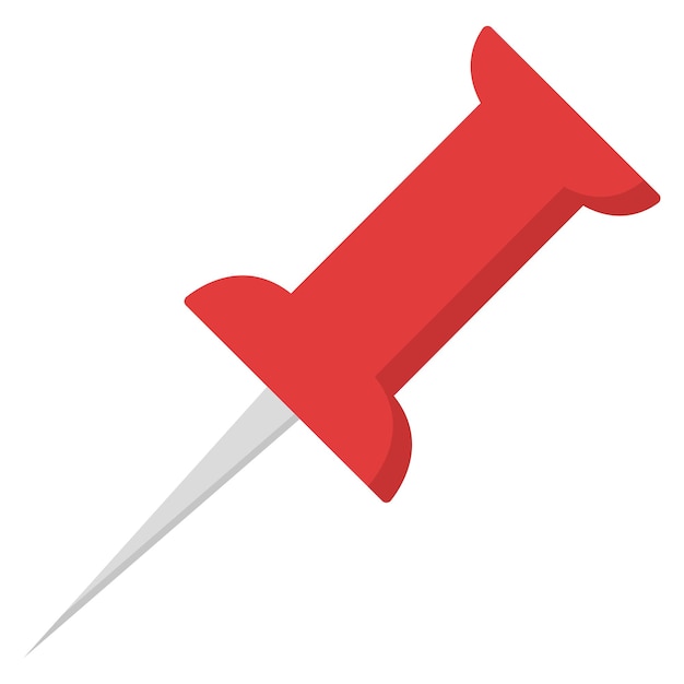 Icono plano de alfiler rojo aislado sobre fondo blanco