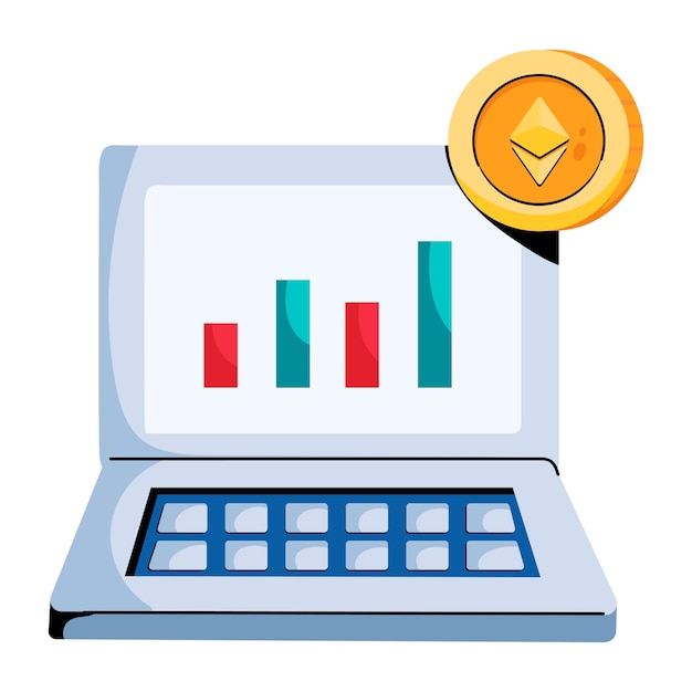 Icono plano del análisis de ethereum