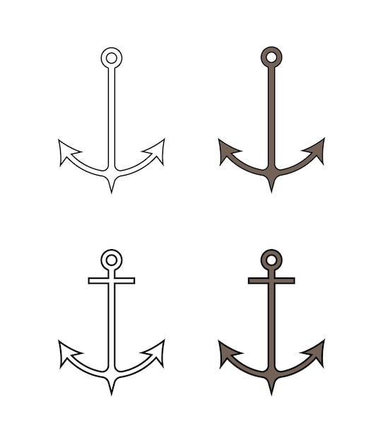Icono plano de ancla de barco o ancla de barco para aplicaciones y sitios web