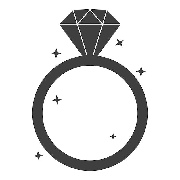 Ícono plano del anillo de bodas aislado sobre un fondo blanco