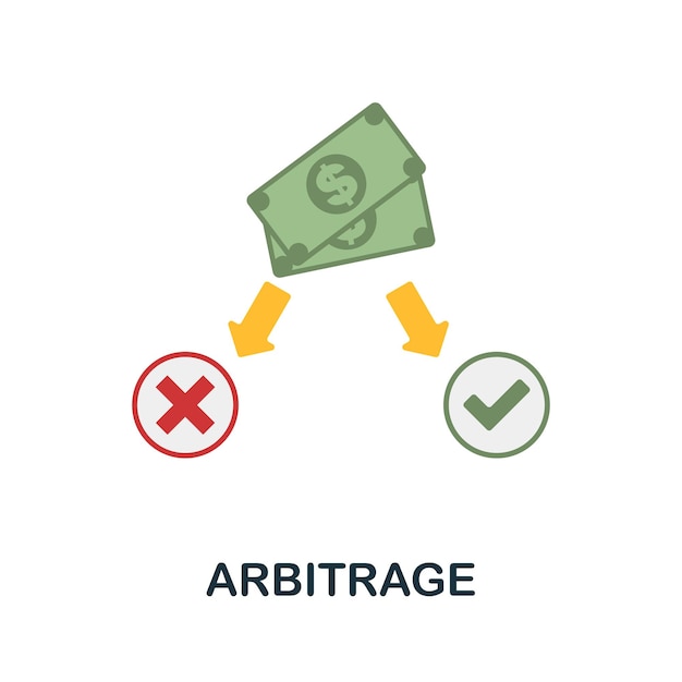Icono plano de arbitraje Signo de color de la colección del mercado de valores Ilustración de icono de arbitraje creativo para infografías de diseño web y más