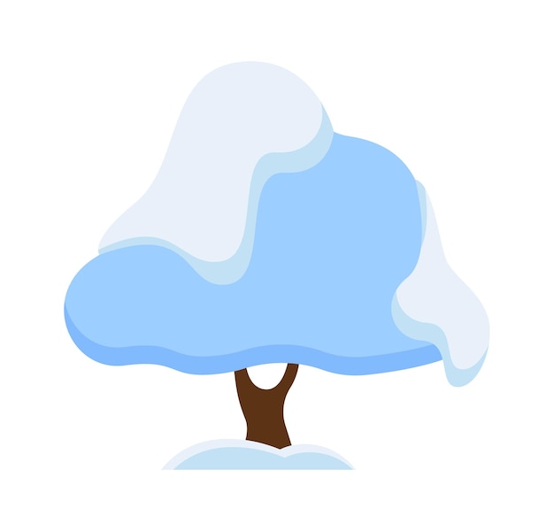 Icono plano de arbusto cubierto de nieve Hierba congelada Paisaje de invierno