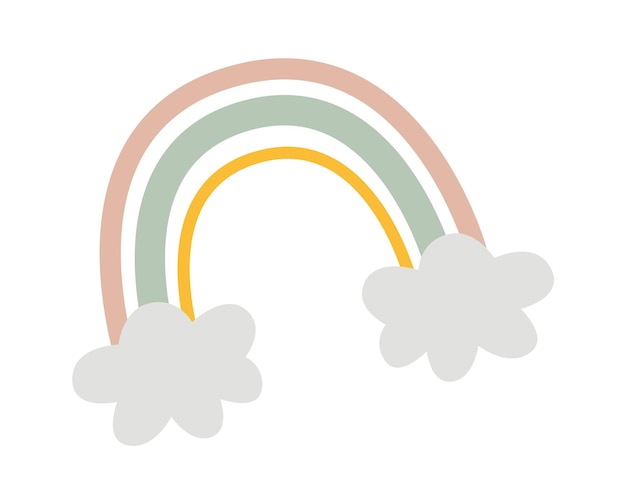 Icono plano de arco iris dibujado a mano de dibujos animados