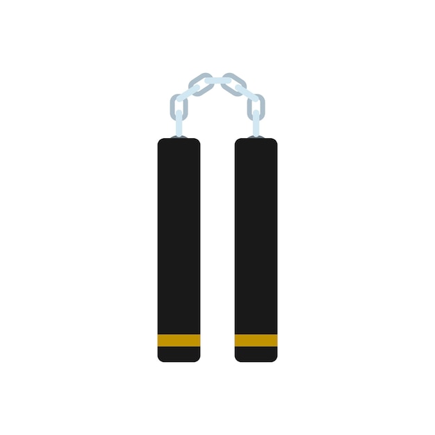 Vector icono plano de arma nunchaku aislado sobre fondo blanco