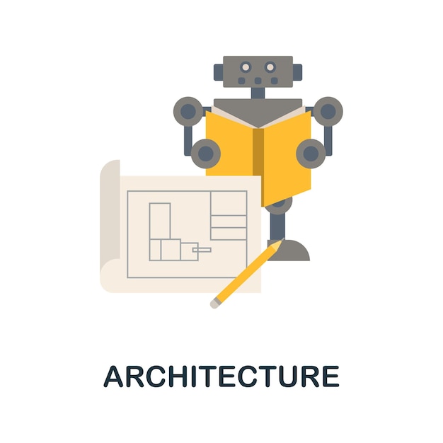 Icono plano de arquitectura Signo de color de la colección de aprendizaje automático Ilustración de icono de arquitectura creativa para infografías de diseño web y más