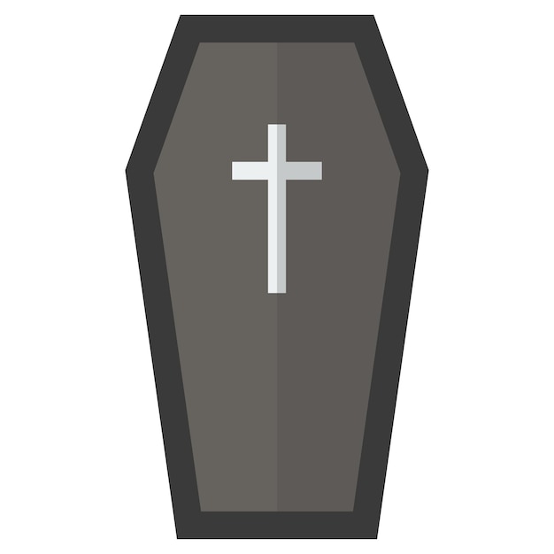Icono plano de ataúd aislado en fondo blanco