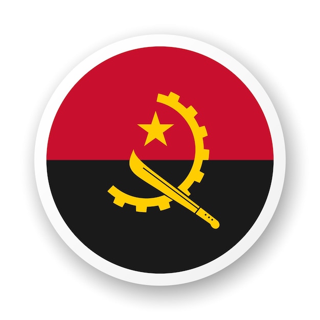 Vector Ícono plano de la bandera de angola elemento vectorial redondo con sombra debajo mejor para aplicaciones móviles ui y web