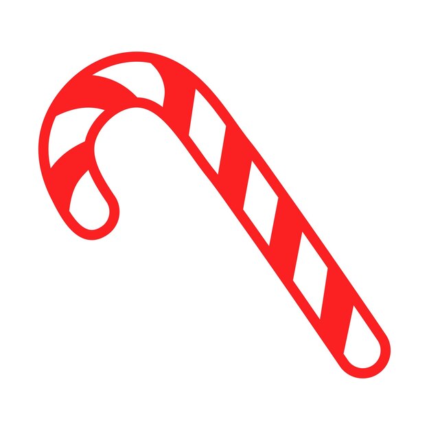 Icono plano de bastón de caramelo aislado Ilustración plana de caña de azúcar de Navidad Elemento decorativo