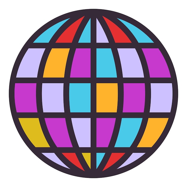Icono plano de bola de discoteca aislado en fondo blanco
