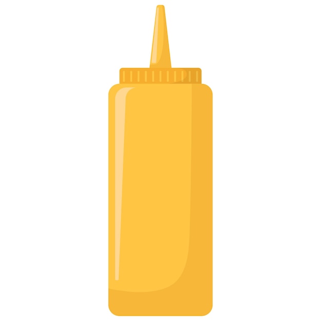 Icono plano de una botella de mostaza aislado sobre un fondo blanco