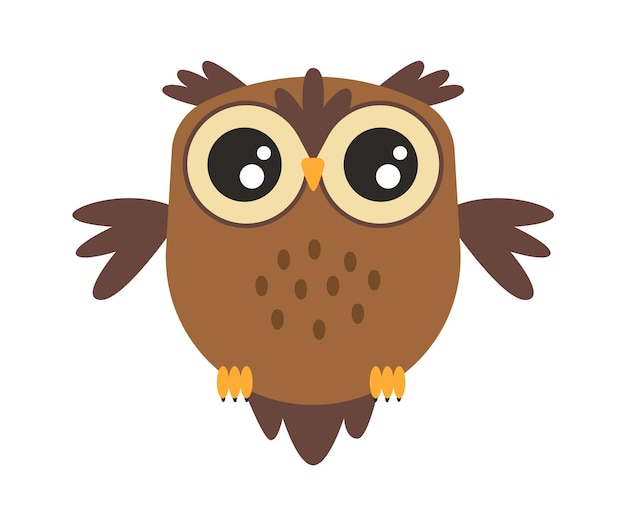 Icono plano de búho sabio de dibujos animados lindo Pájaro simboliza la sabiduría