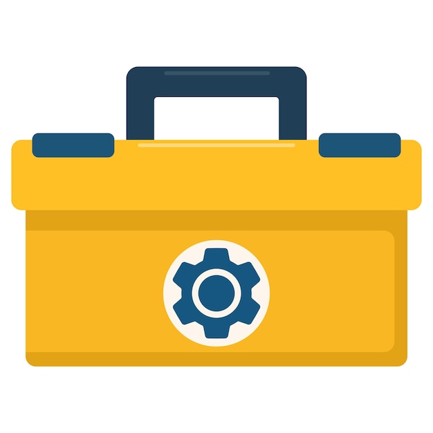 Icono plano de la caja de herramientas aislado sobre fondo blanco