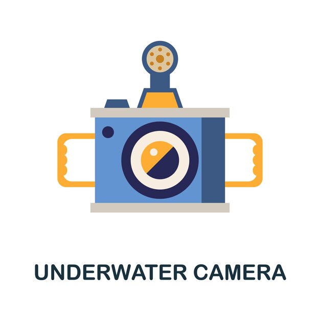 Icono plano de cámara submarina Elemento simple de color de la colección de buceo Icono de cámara submarina creativa para plantillas de diseño web, infografías y más