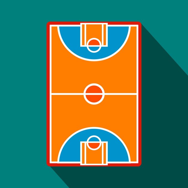 Icono plano del campo de cancha de baloncesto para dispositivos web y móviles