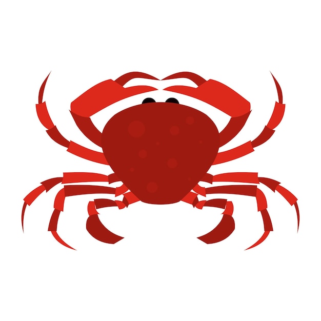 Icono plano de cangrejo rojo aislado sobre fondo blanco
