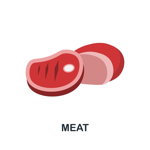 Icono plano de carne elemento simple de color de la colección de nutrición icono de carne creativa para plantillas de diseño web, infografías y más